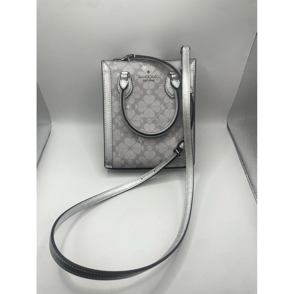 Kate Spade Flower Star Toss Women's Handbag Gray Adjustable Strap Mini Tote Bag